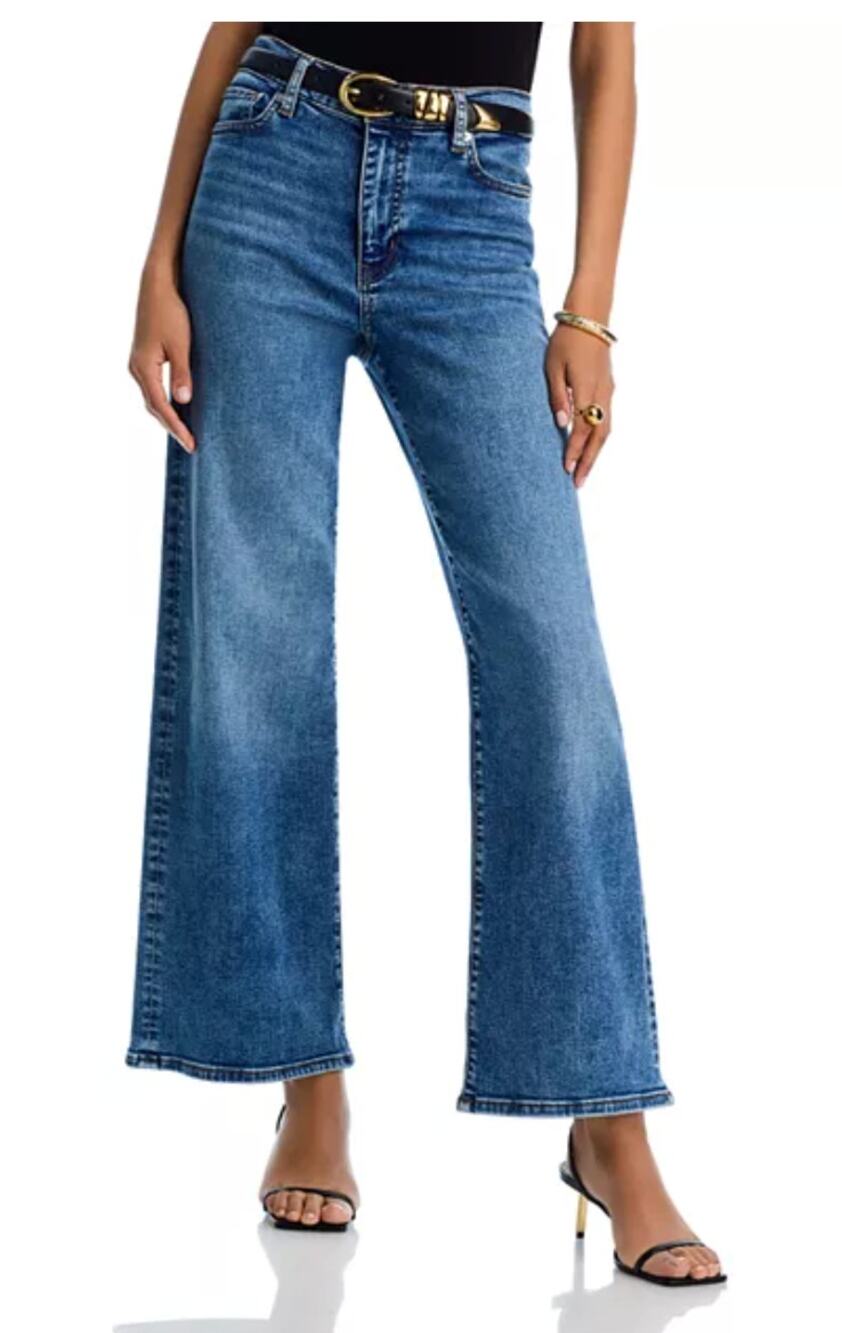 FRAME Le Slim Palazzo Mid Rise Wide Leg Jeans in Canals Blue 26 / 2